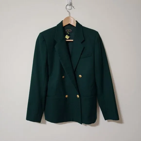 Vintage Charter Club Petites by Jane Justin Womens Wool Skirt Suit Green Size 4P - Picture 2 of 13